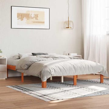 vidaXL Bed met matras massief grenenhout wasbruin 140x190 cm, Huis en Inrichting, Slaapkamer | Bedden, Bruin, Verzenden, Hout