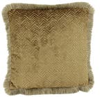 Kussen Claudi Velvella Dark Gold + Fringe Gold - 45x45, Nieuw