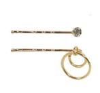 Haarspeld Schuifspeldjes 5cm - Ringen Strass - Goud - Set, Nieuw