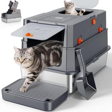 Overdekte Kattenbak XL | Roestvrij Staal | Laatste Stuk!, Dieren en Toebehoren, Ophalen of Verzenden, Zo goed als nieuw, Gesloten