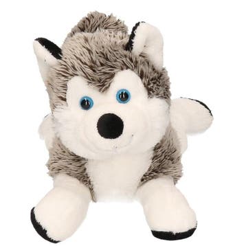 Pluche husky knuffel - zacht - grijs wit - 24 cm, Verzenden, Nieuw