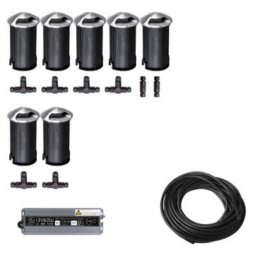 7x LED tuinpad spot - 12V - 2 kanten - 41mm - complete set, Ophalen of Verzenden, Nieuw