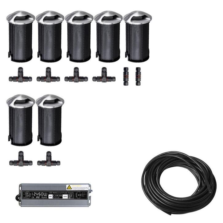 7x LED tuinpad spot - 12V - 2 kanten - 41mm - complete set, Tuin en Terras, Buitenverlichting, Ophalen of Verzenden