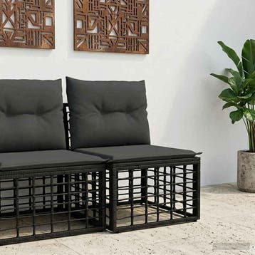 vidaXL Modulaire Outdoor Armloze Sofa Eenheid Zwart poly, Tuin en Terras, Verzenden, Nieuw, Rotan
