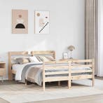 vidaXL Bedframe met hoofdbord massief grenenhout 120x190 cm, Huis en Inrichting, Slaapkamer | Bedden, Bruin, Verzenden, Nieuw