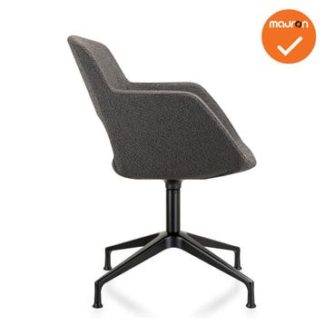 Bouclé - Vergaderstoel - Onderstel met doppen - Antraciet, Vergader- of Presentatieruimte, Ophalen of Verzenden, Gebruikt, Stoel