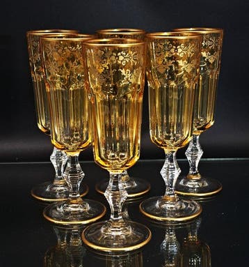 Artemisia - Champagne fluitje (6) - Monet - Kristal, gouden