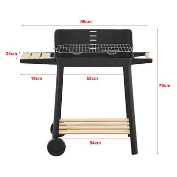 Houtskool BBQ Ari met zijpanelen 78x86x30 cm zwart en houtkl, Verzenden, Nieuw