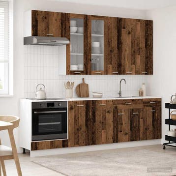 vidaXL Keukenblok LYON 8 st Oud hout Bewerkt hout, Verzenden, Nieuw, Bruin
