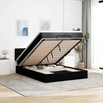 vidaXL Bed met matras 140x190 cm stof zwart, Verzenden, Zwart, Stof, Nieuw