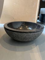 Waskom natuursteen zwart Ø40 cm – 14 cm hoog, robuust luxe, Nieuw, Minder dan 50 cm, Wasbak of Wastafel