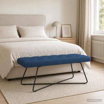 vidaXL Bank met knoopverstelling Blauw 110 x 40 x 46 cm Stof, Huis en Inrichting, Banken | Bankstellen, Verzenden, Nieuw, Stof