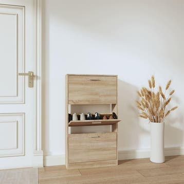 vidaXL Schoenenkast 59x17x108 cm bewerkt hout eikenkleurig, Verzenden, Nieuw