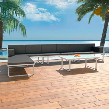vidaXL 5-delige Loungeset textileen aluminium zwart, Tuin en Terras, 5 zitplaatsen, Verzenden, Loungeset, Nieuw