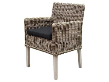 Reyhan dining tuinstoel naturel rotan - olefin black, Ophalen of Verzenden, Nieuw