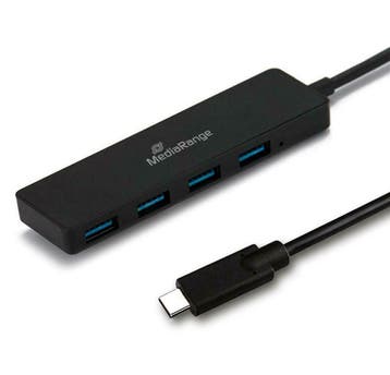 MediaRange USB Type-C naar USB3.0 HUB 1:4 4-poorts, Computers en Software, USB Sticks, Verzenden, Nieuw
