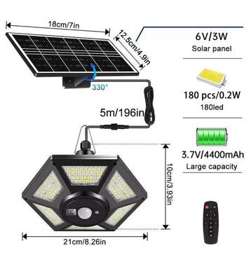 Solar Hanglamp – 228 LED’s, Bewegingssensor, Waterdicht, 360, Verzenden, Nieuw