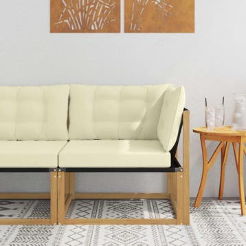 vidaXL Buiten Hoek Sofa Massief Acaciahout Wit, Verzenden, Nieuw