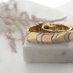 Tricolor gouden schakel armband (Schakelarmband), Ophalen of Verzenden, Gebruikt, Overige kleuren, Goud