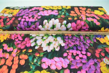 Katoen Canvas Stof Digitaal Bosje Tulpen, Hobby en Vrije tijd, Stoffen en Lappen, Nieuw