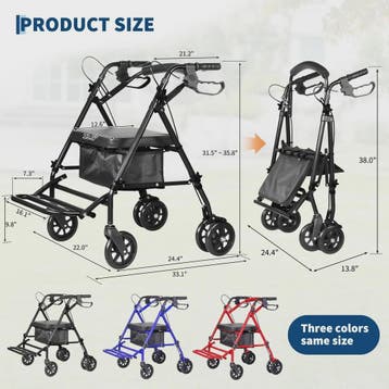 2-in-1 Rollator Walker met Zitje & Voetensteun - Lichtgewich, Verzenden, Nieuw
