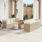 vidaXL Tuin Sofa Set met kussen 11 pcs Beige en Crème poly, Verzenden, Nieuw, Rotan