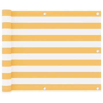Balkonscherm 75x600cm Wit/Geel | Retourdeal 39% Korting, Tuin en Terras, Tuinschermen, Overige materialen, Ophalen of Verzenden