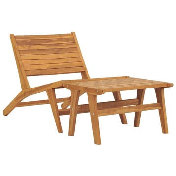 Lounge tuinstoel met voetenbank, laatste kans - 67% korting, Tuin en Terras, Ophalen of Verzenden, Gebruikt, Teakhout, Verstelbaar