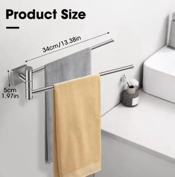 Ruimtebesparende Handdoekhouder Wand – RVS 304, 34 cm, Verzenden, Nieuw
