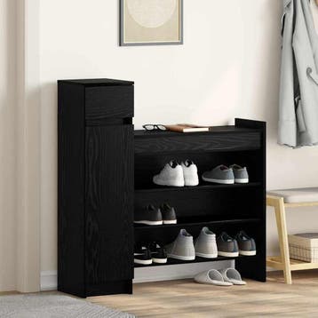 vidaXL Schoenenkast 100,5 x 28 x 100 cm Bewerkt hout Zwart, Verzenden, Nieuw