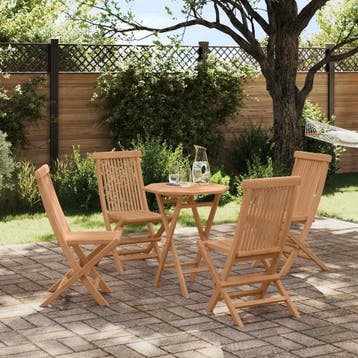 vidaXL Tuinset 5 st Bruin Massief Teak Hout, Verzenden, Nieuw