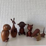 Vintage Wooden Animal Figurines Set (5) — Senshukai Style, Antiek en Kunst, Antiek | Speelgoed