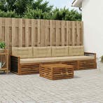 vidaXL Buiten bankenset met kussen 5 pcs Natuurlijk en Beige, Verzenden, Nieuw