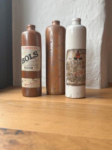 Fles (3) - Steengoed - Historische flessen van gres, Antiek en Kunst