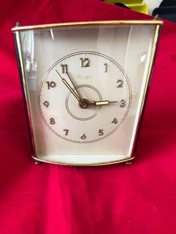 Reisklok, Tafelklok - Kienzle - Art Deco Metaal - 1950-1960, Antiek en Kunst, Antiek | Klokken