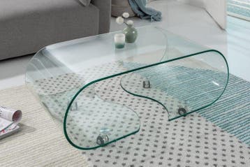 Extravaganter Glas Couchtisch FANTOME 90cm transparent -, Ophalen of Verzenden, Nieuw