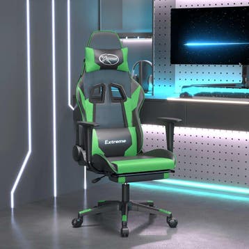 vidaXL Massage gamestoel met voetensteun kunstleer zwart en, Verzenden, Nieuw, Groen