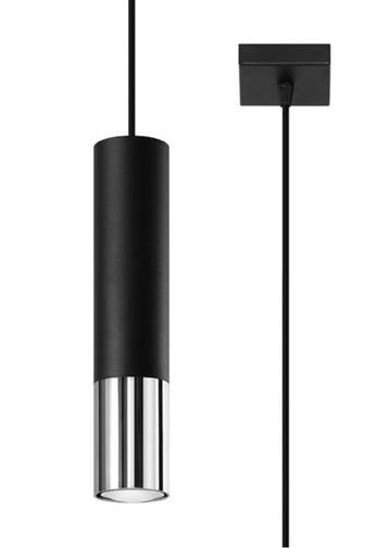 Hanglamp | 1 | Zwart met zilveren buitenzijde | Luxe LED, Ophalen of Verzenden, Nieuw