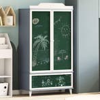 vidaXL Krijtbord Kast ROROS Grijs en Wit 90 x 45 x 165 cm, Huis en Inrichting, Kasten | Kledingkasten, Verzenden, Nieuw