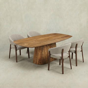 Mangohouten Eettafel Mick Deens ovaal 160×90 cm, Huis en Inrichting, Tafels | Eettafels, Verzenden, Nieuw, Industriële meubels