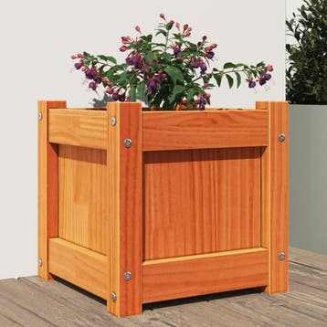 vidaXL Plantenbak 31x31x31 cm massief grenenhout wasbruin, Verzenden, Minder dan 60 cm, Nieuw, Hout