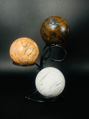 ***GEEN RESERVE*** Agate Sphere Trio – Zeldzame collectie