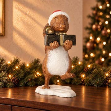 sculptuur, Squirrel with christmas gifts - 31 cm - Aluminium, Diversen, Nieuw