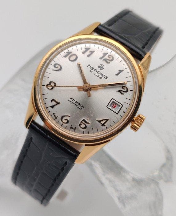 Hanowa - Automatic Military - 18K GP - Zonder minimumprijs -, Sieraden, Tassen en Uiterlijk, Horloges | Heren