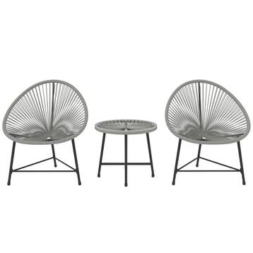 3-delige Tuinmeubelset, 2 Kunststof Rotan Stoelen, 1 Tafel M, Verzenden, Nieuw