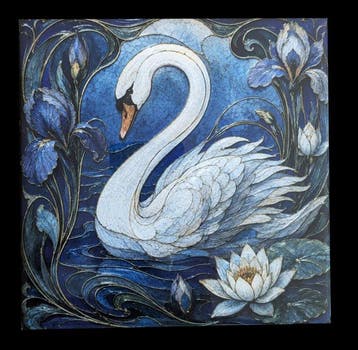Galerie Teejo - TEEJO - ART TILES – ART NOUVEAU -CYGNE -