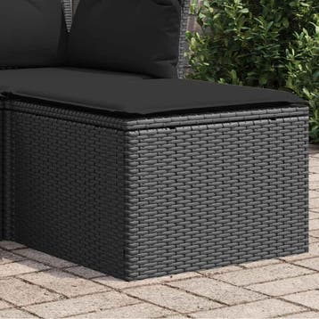 vidaXL Tuinkruk met kussen zwart 55x55x37 cm poly rattan, Verzenden, Nieuw