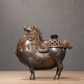Beeld, Wierookbrander Tang-Dynastie paard - 16 cm - Brons