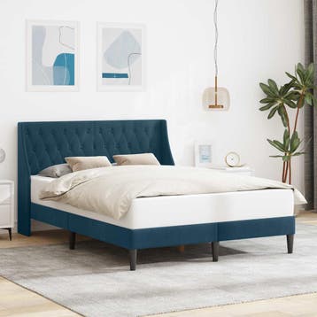 vidaXL Bedframe met hoofdeinde Blauw 140 x 200 cm Fluweel, Stof, Verzenden, Blauw, Nieuw