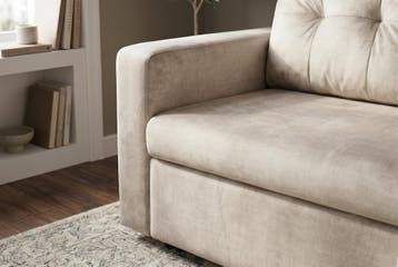 Slaapbank SMART 140cm 2-zits fluweel champagne beige, Ophalen of Verzenden, Nieuw